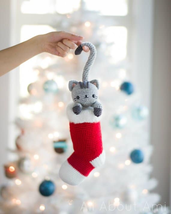 Chester Christmas Cat in a Stocking Crochet Pattern All About Ami