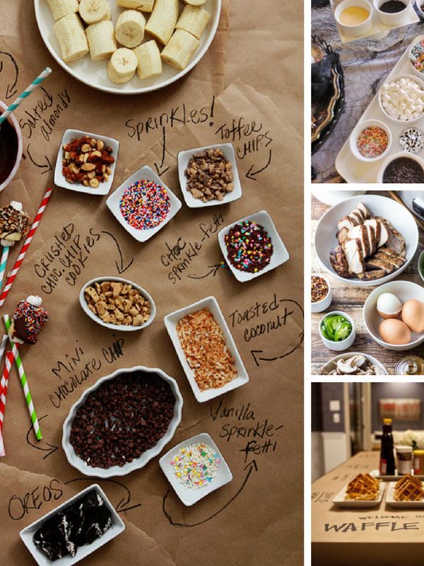 These DIY food stations ideas are genius! I love the waffle bar idea!
