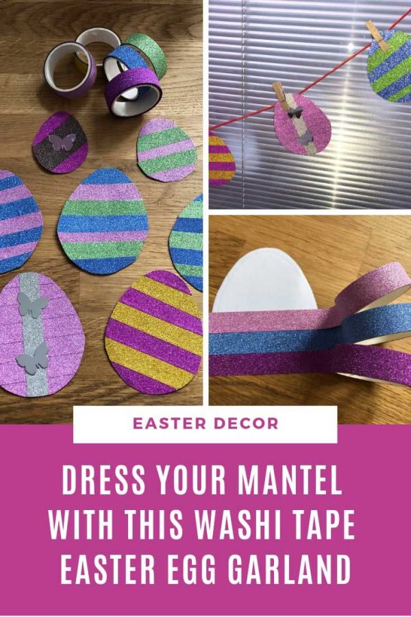 Dress up your mantel with this easy to make washi tape Easter egg garland!
