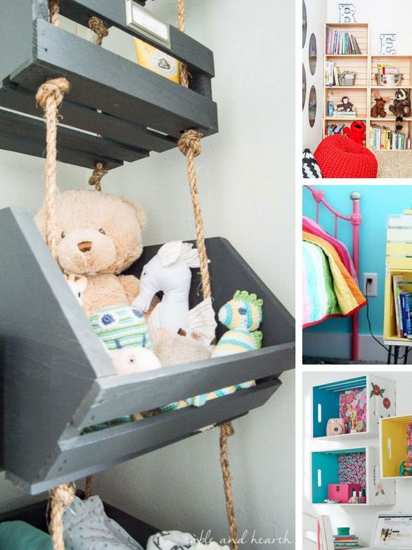 Loving this wood crate storage for the kid's stuff! Looks great and it's not expensive to make! Thanks for sharing!